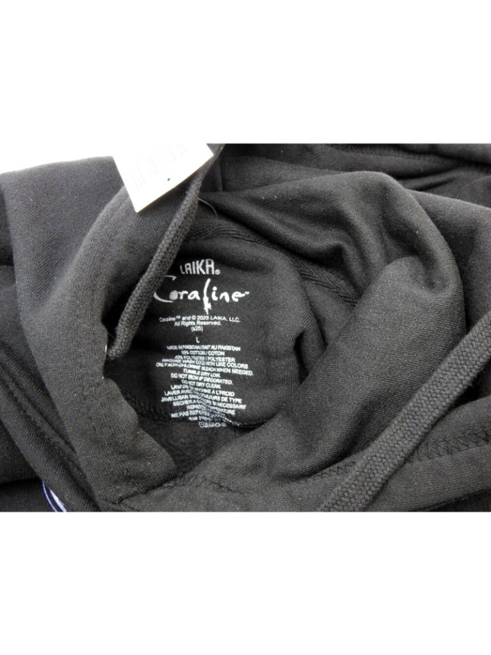 New Coraline Graphic Hoodie Black Licensed Pullover Sweatshirt Sz L NWT - Picture 4 of 6